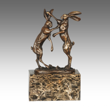 Animal Statue Rabbits Decoration Bronce Escultura Tpal-323